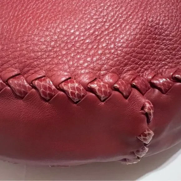 Authentic Bottega Veneta Large Brick Red Cervo Disc Boho Bag Intrecciato-Trimmed - Picture 10 of 12